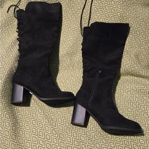 Soda Black Heeled Boots for Women